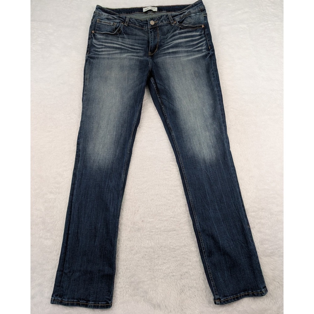 BKE Payton Jeans Women's 34 x 33.5 (36x33) Blue Mid Rise Bootcut Stretch Denim